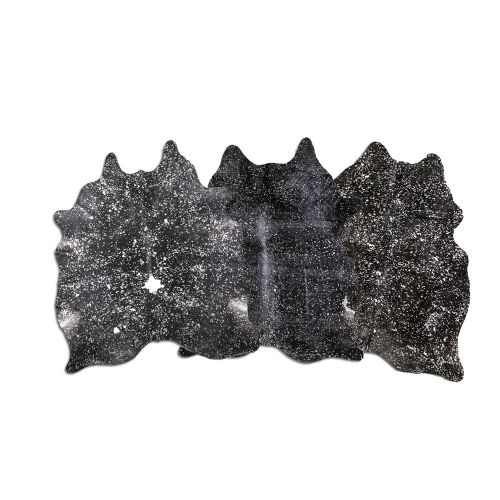 LG&#47;XL Brazilian Acid Washed Silver on Black cowhide rugs. Measures approx. 42.5-50 sq ft